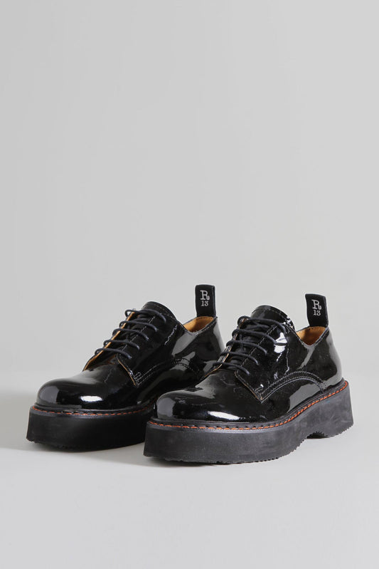 SINGLE STACK OXFORD - BLACK PATENT - R13