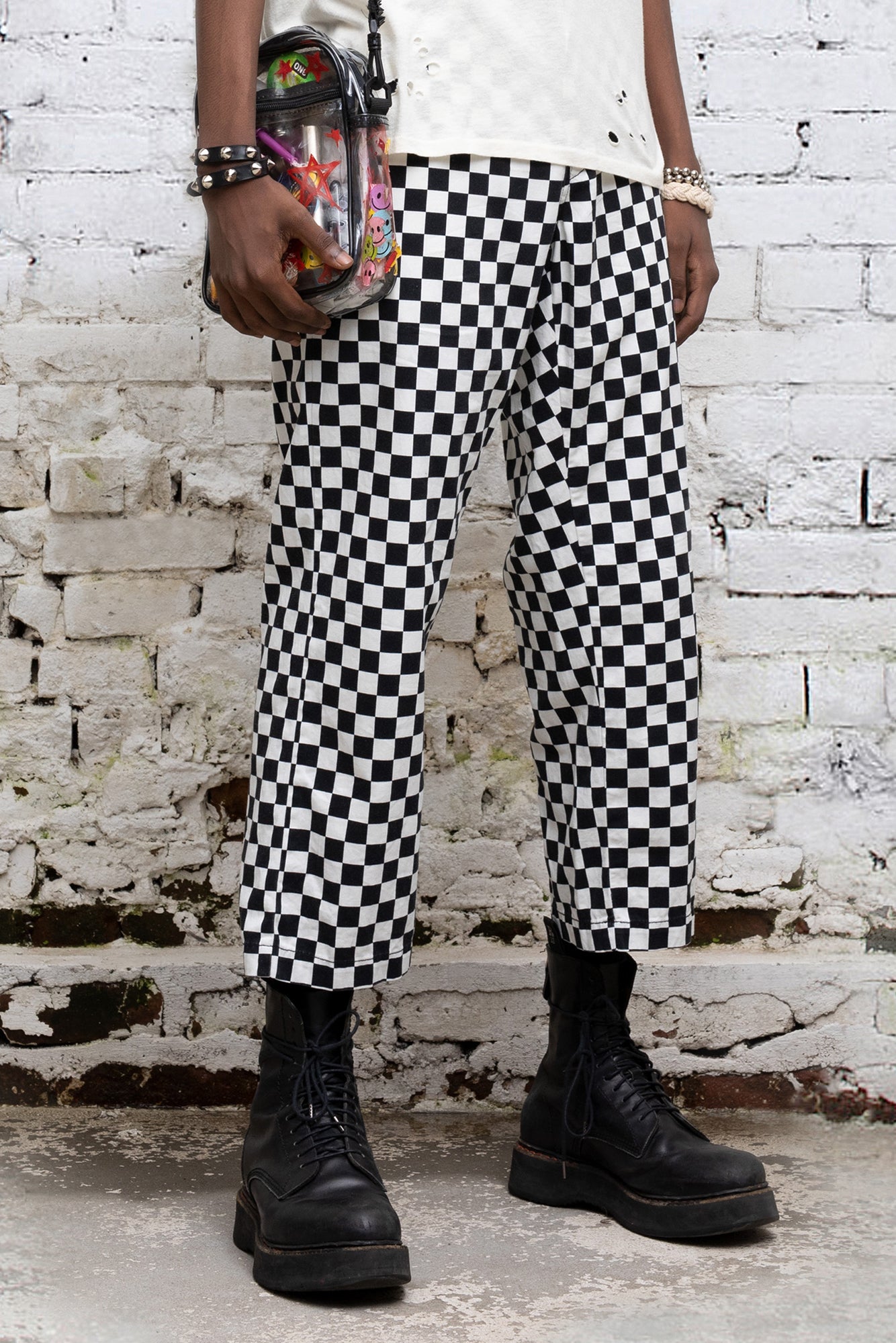 SLOUCH PANT - BLACK CHECKER - R13