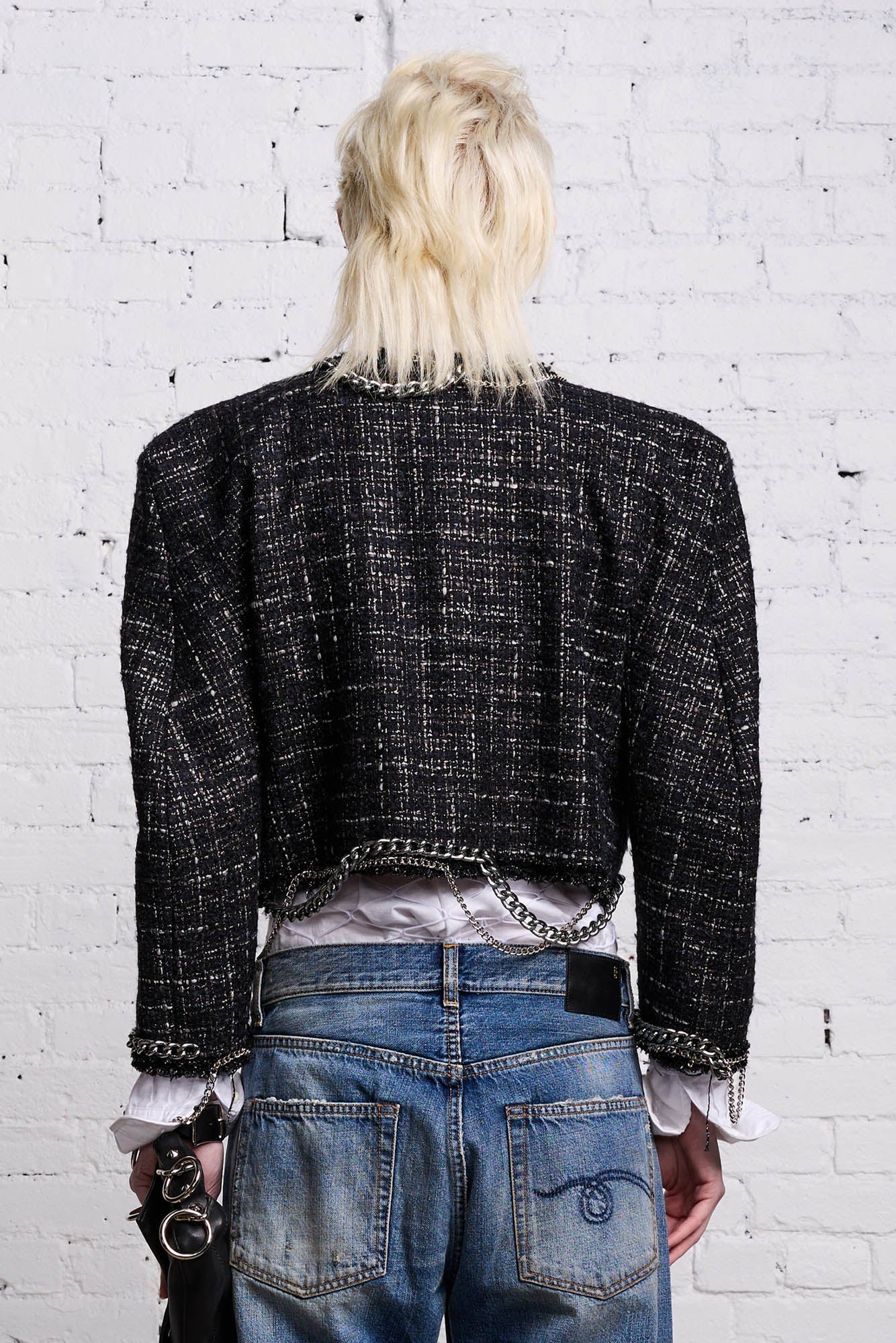 SQUARE SHOULDER JACKET - BLACK TWEED - R13