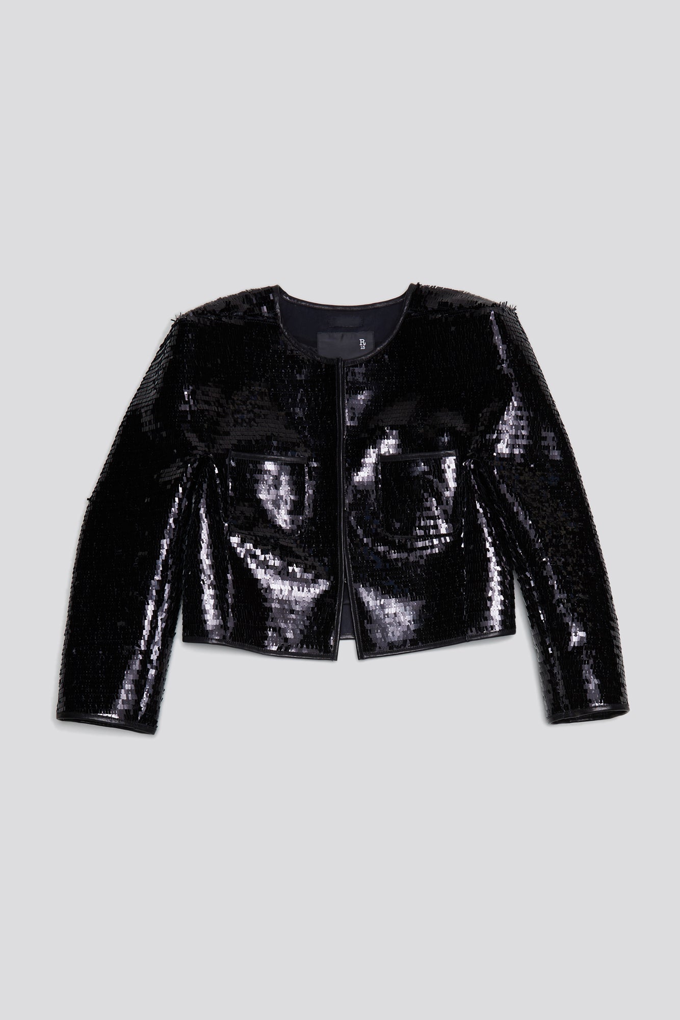 SQUARE SHOULDER SEQUIN JACKET - BLACK - R13