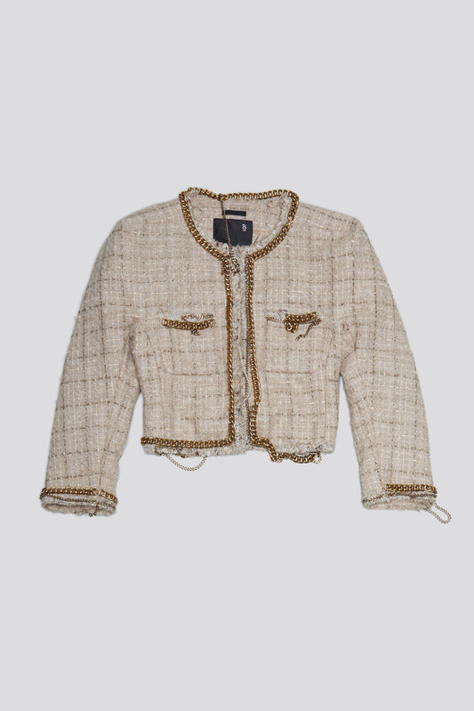 SQUARE SHOULDER TWEED JACKET - BEIGE - R13