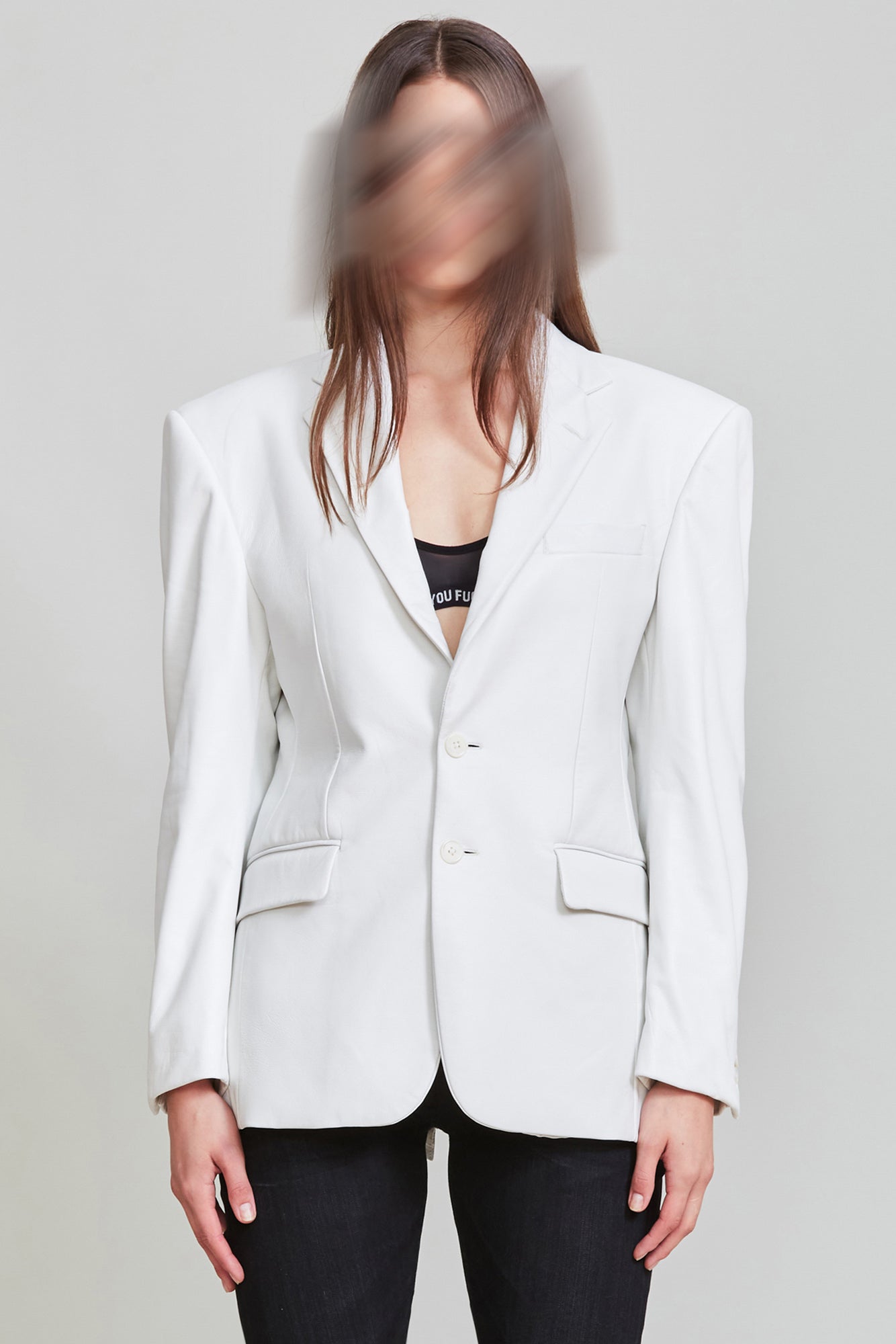 STRONG SHOULDER NOTCH LAPEL LEATHER BLAZER - R13