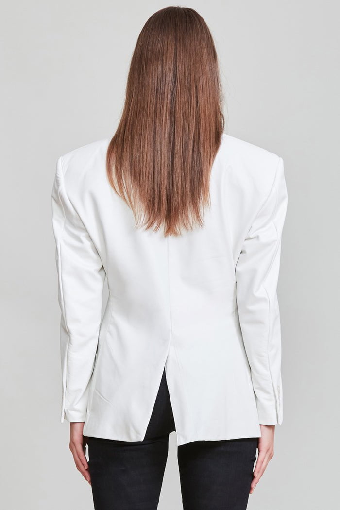 STRONG SHOULDER NOTCH LAPEL LEATHER BLAZER - R13