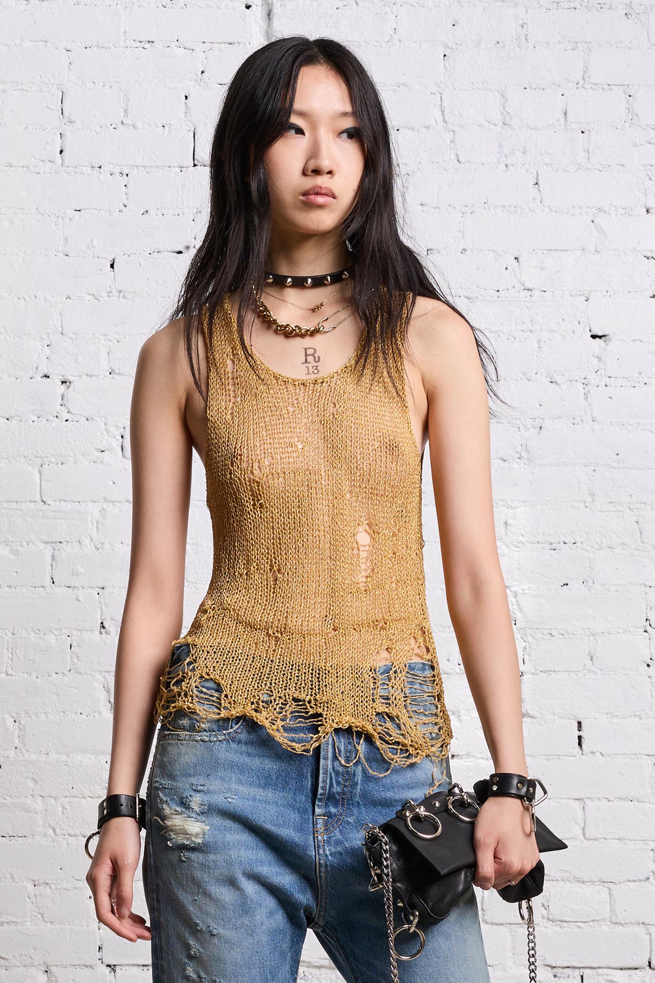 THREADBARE TANK TOP - GOLD - R13