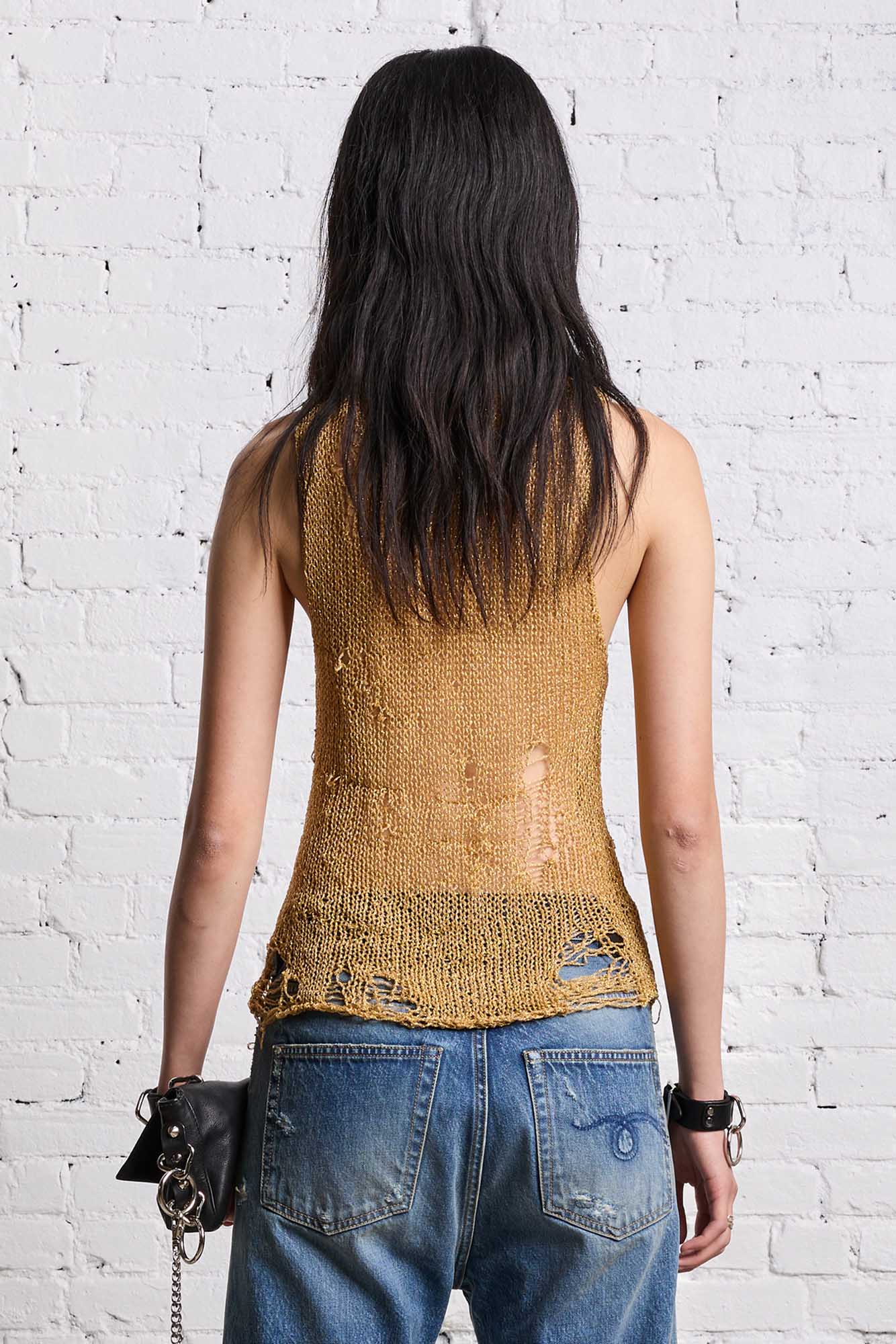 THREADBARE TANK TOP - GOLD - R13