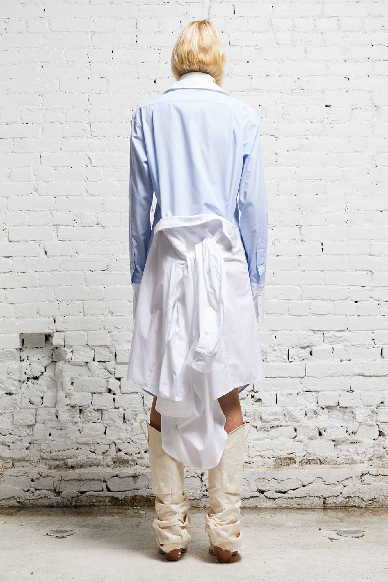 TIE SHIRTDRESS - BLUE AND WHITE - R13