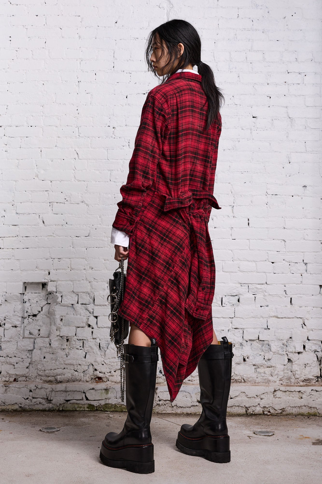 TIE SHIRTDRESS - RED AND BLACK - R13