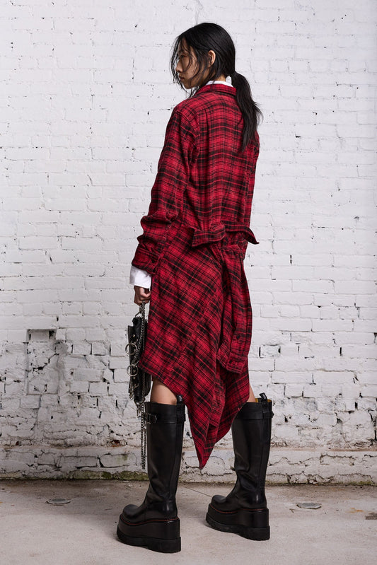 TIE SHIRTDRESS - RED AND BLACK - R13