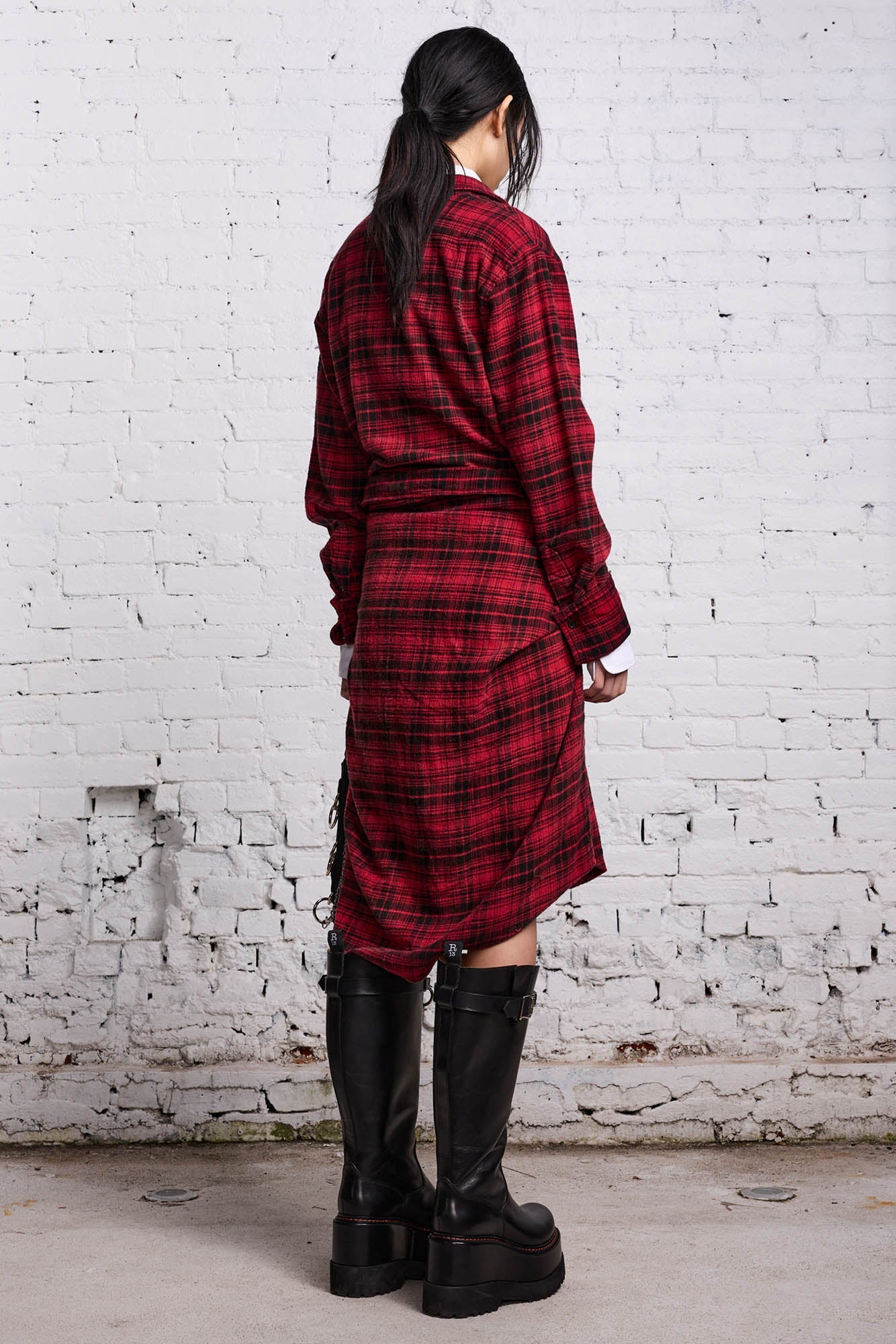 TIE SHIRTDRESS - RED AND BLACK - R13