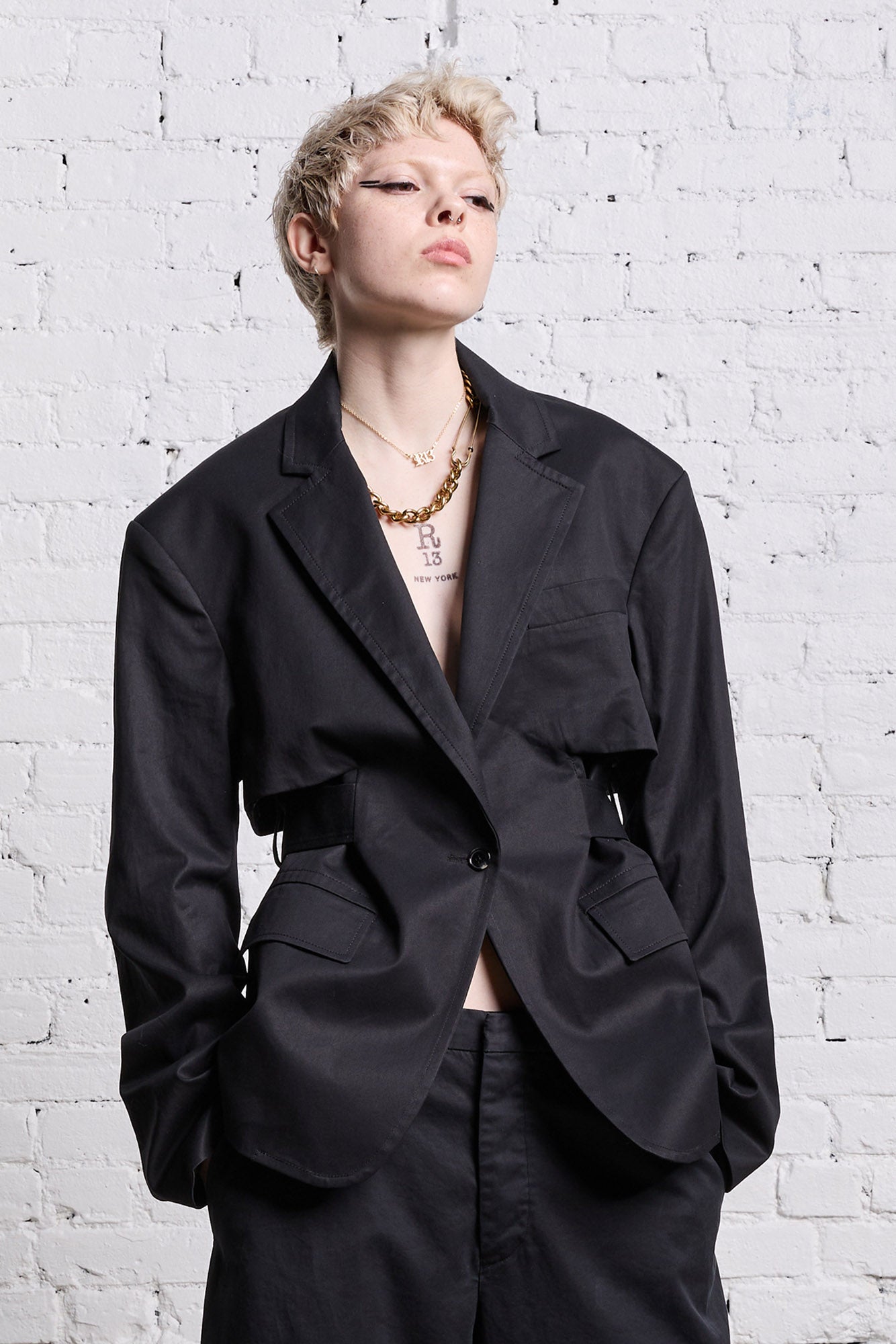 TRENCH VENT BLAZER - BLACK - R13