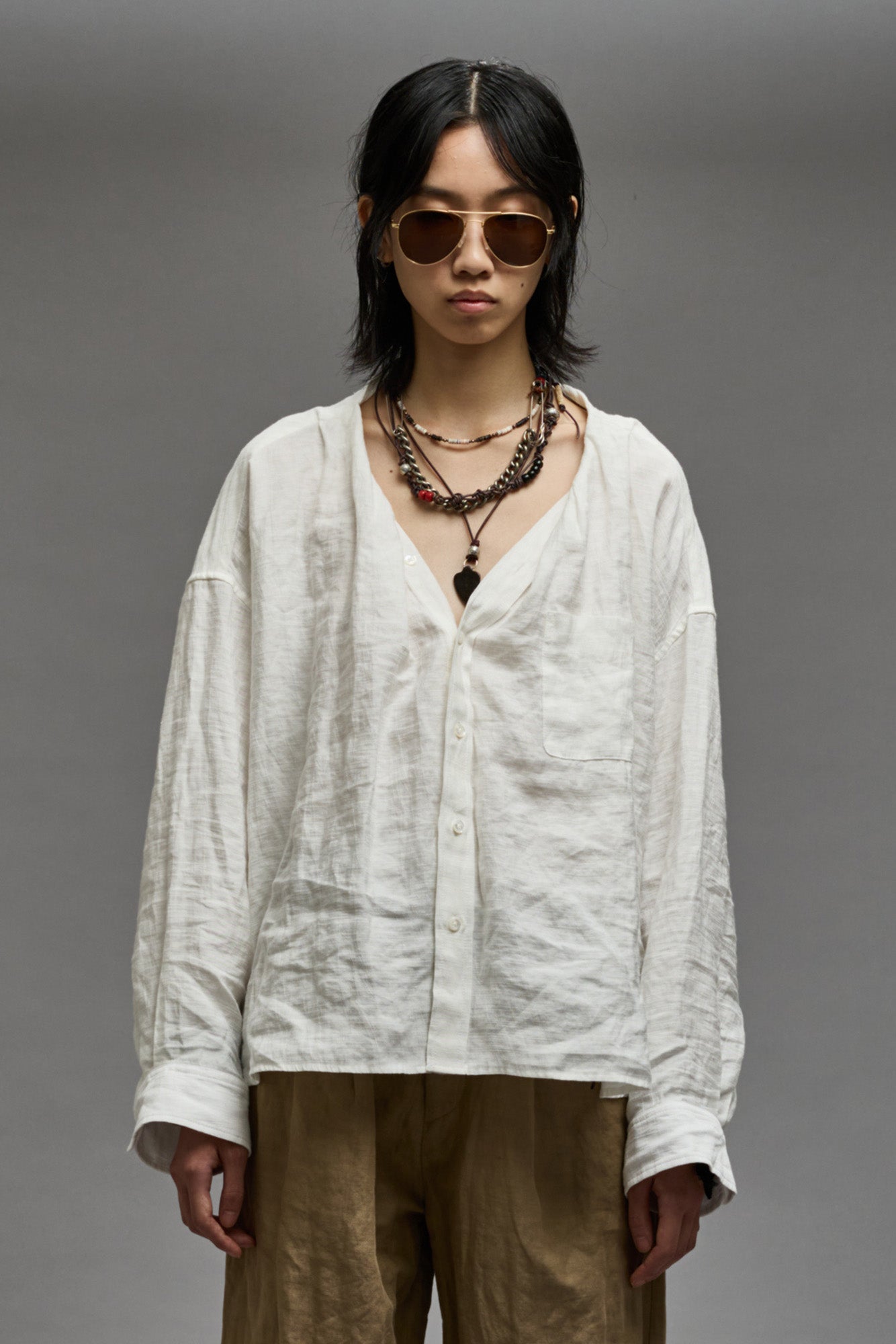 TWISTED NECK SHIRT - WHITE - R13