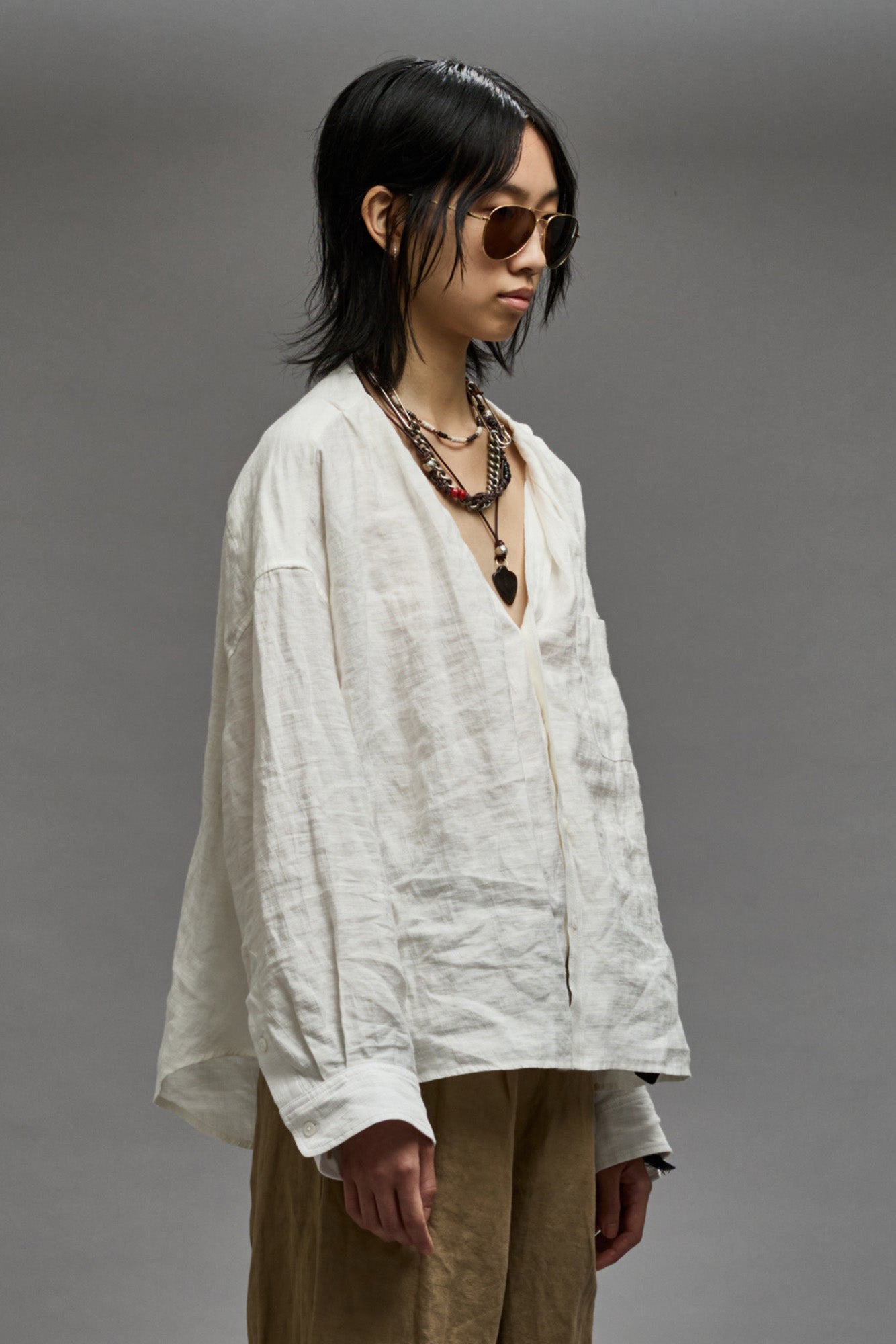 TWISTED NECK SHIRT - WHITE - R13