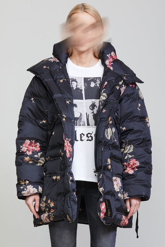 UPSIDE-DOWN COAT - FLORAL ON BLACK - R13