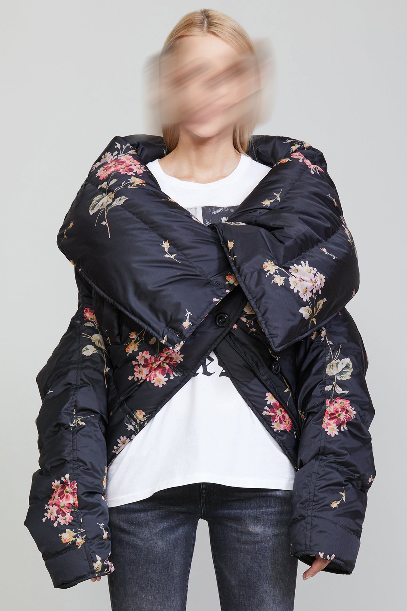 UPSIDE-DOWN COAT - FLORAL ON BLACK - R13