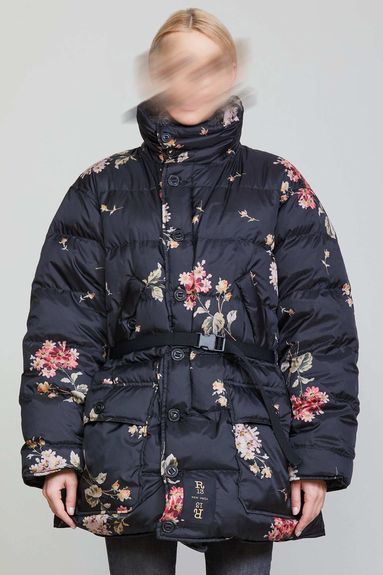 UPSIDE-DOWN COAT - FLORAL ON BLACK - R13