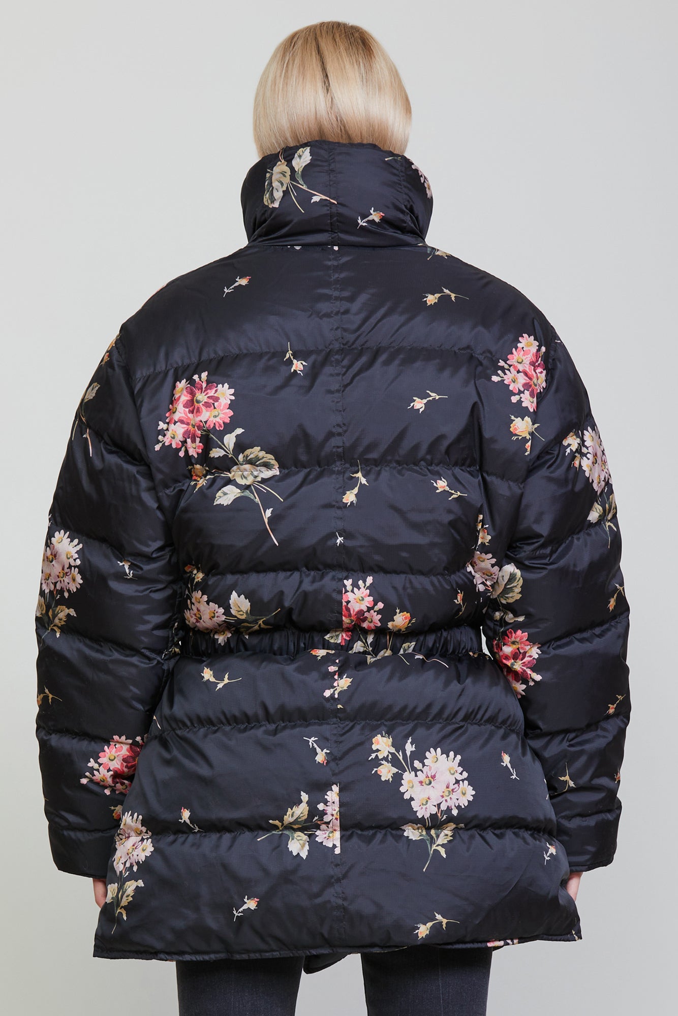 UPSIDE-DOWN COAT - FLORAL ON BLACK - R13