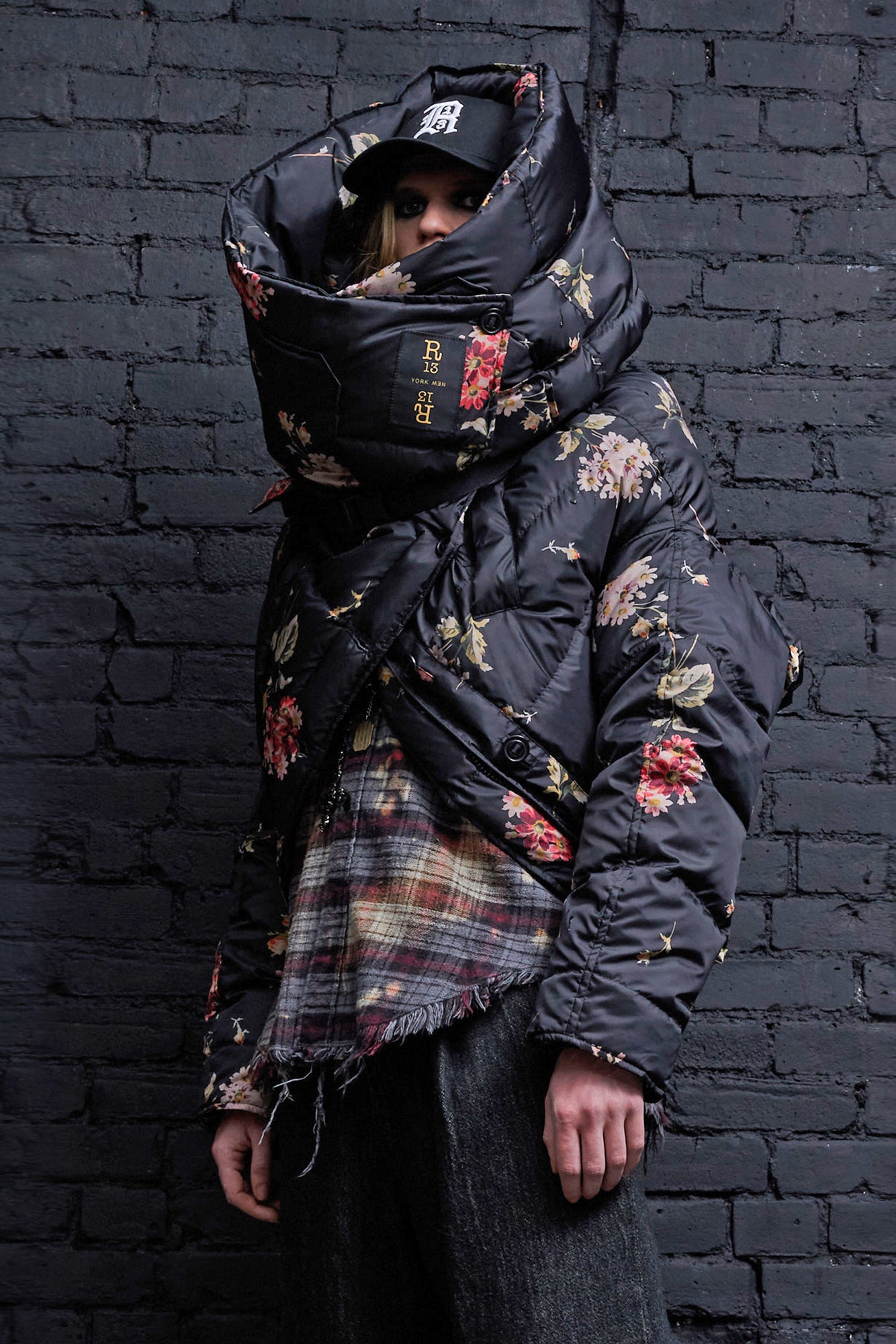 UPSIDE-DOWN COAT - FLORAL ON BLACK - R13