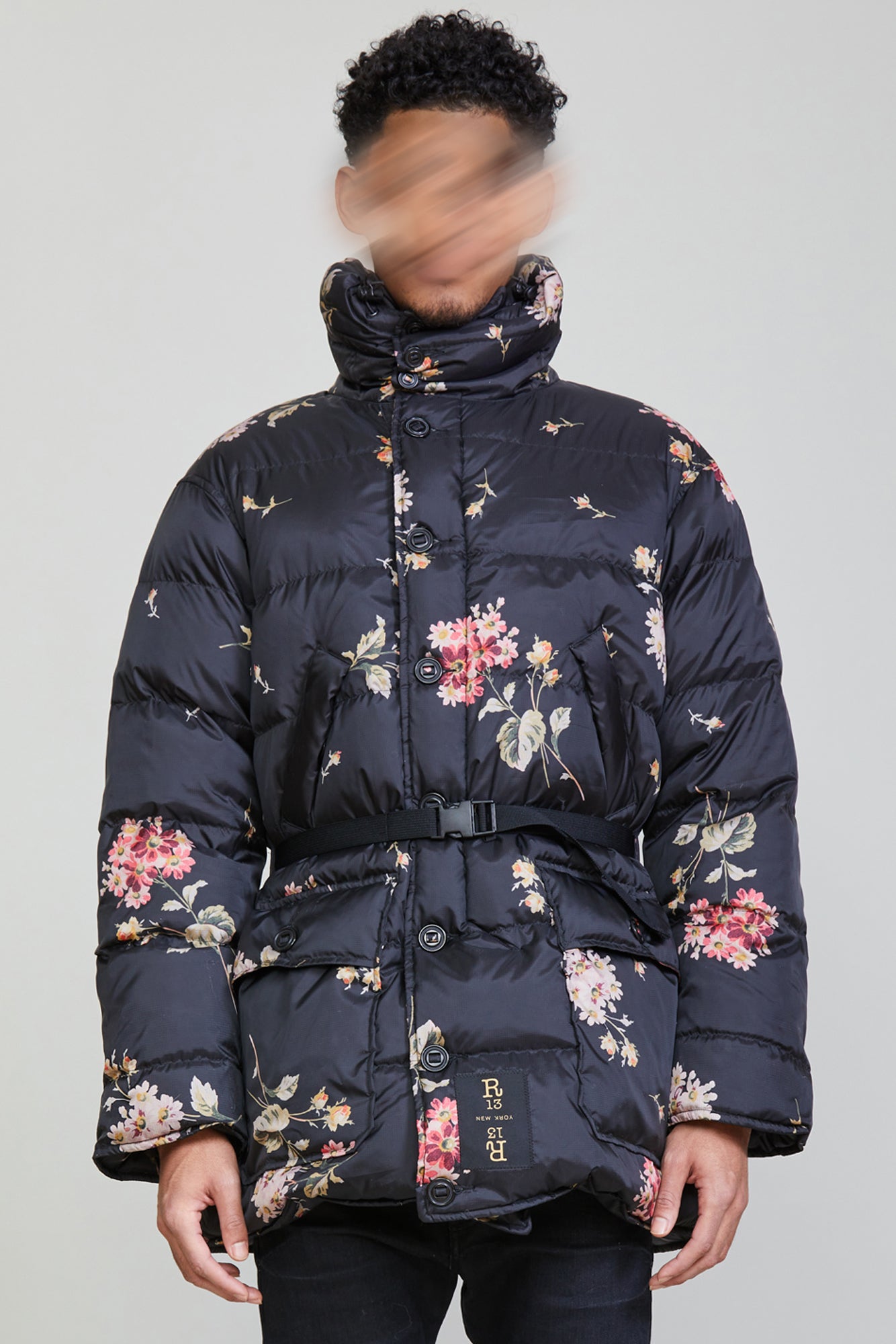 UPSIDE-DOWN COAT - FLORAL ON BLACK - R13