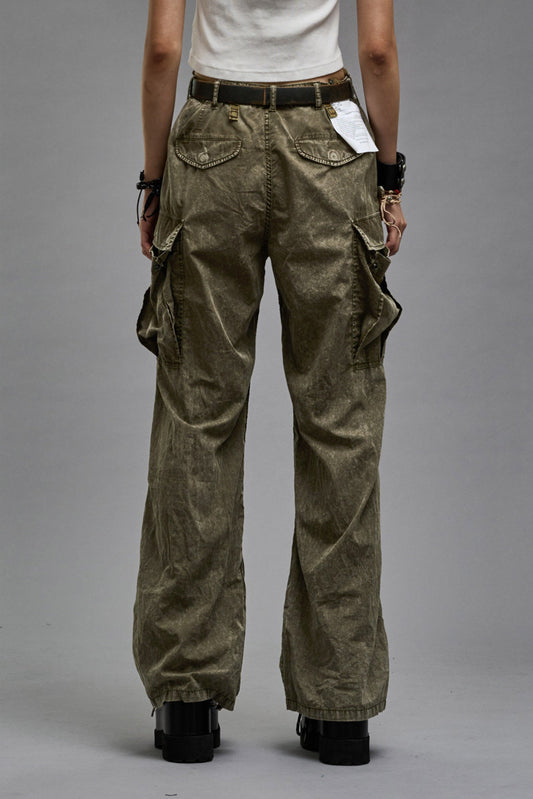 WIDE LEG CARGO - OLIVE GARMENT DYE - R13