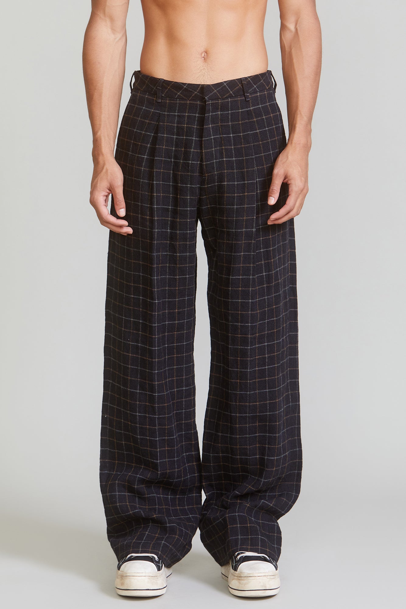 WIDE LEG TROUSER - BLACK PLAID - R13