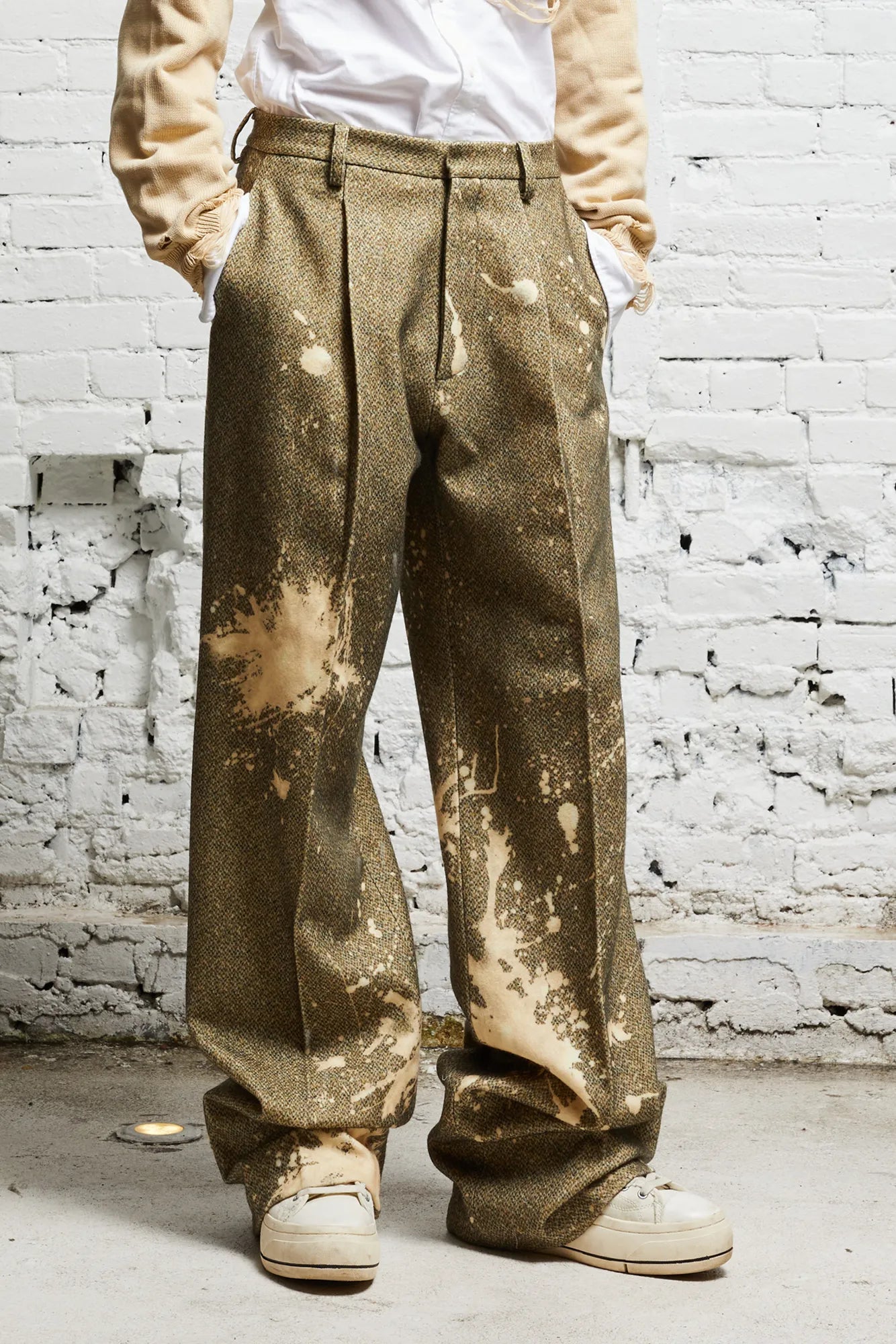 WIDE LEG TROUSER - TWEED PAINT SPLATTER - R13