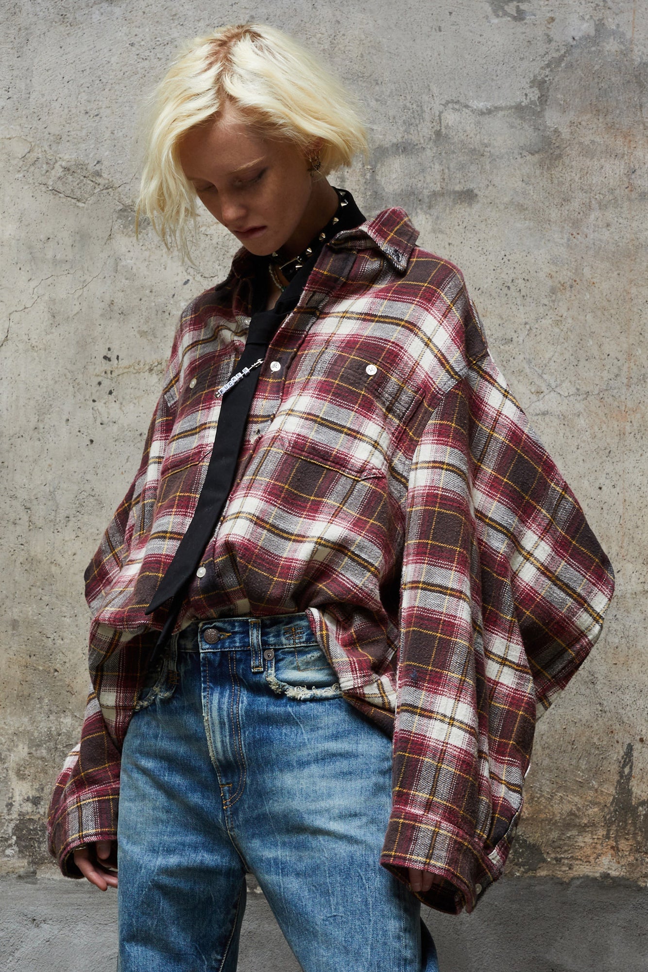 ZIGGY WORKWEAR SHIRT - ECRU/MAROON PLAID - R13