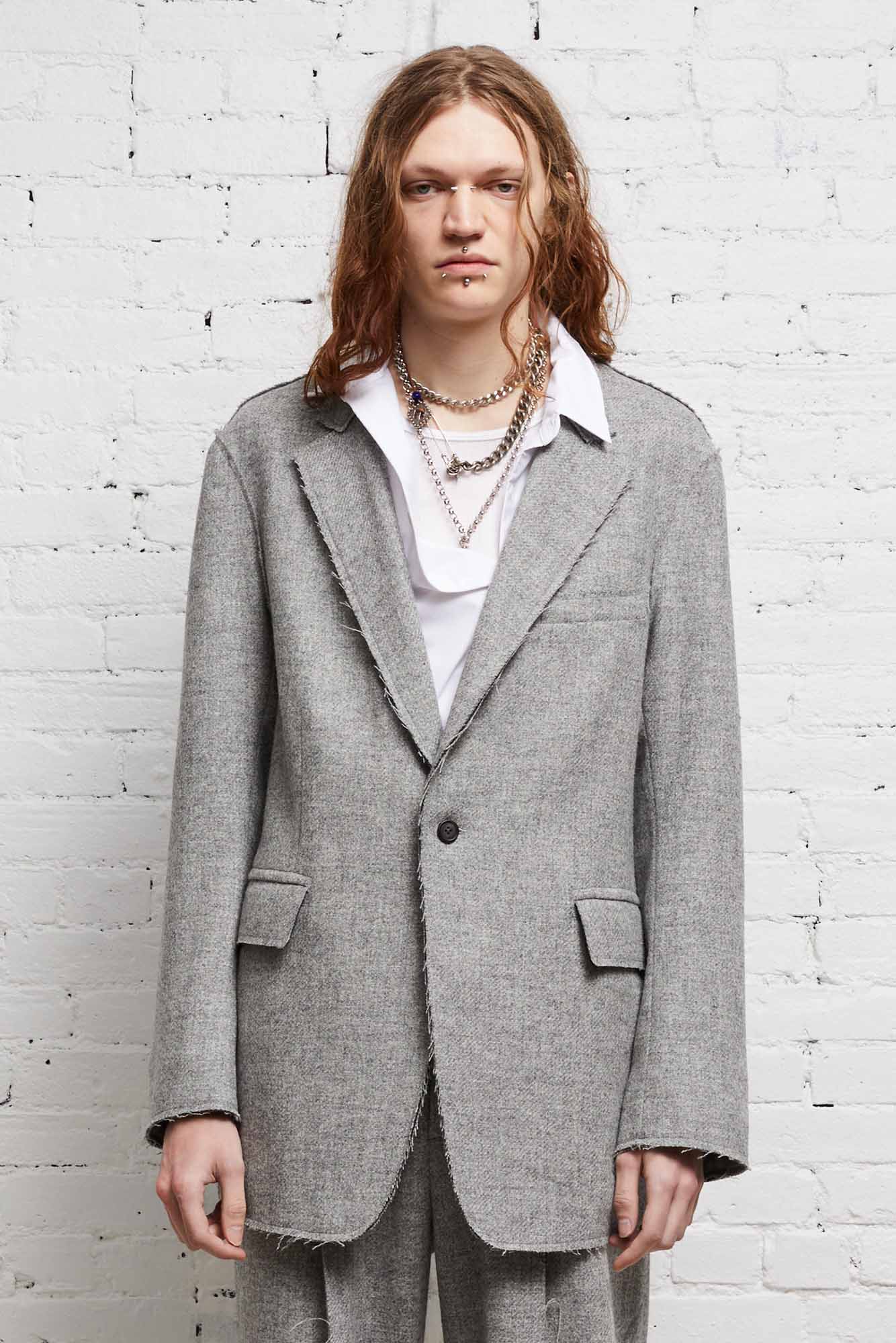 RAW CUT BLAZER - LIGHT HEATHER GREY - R13