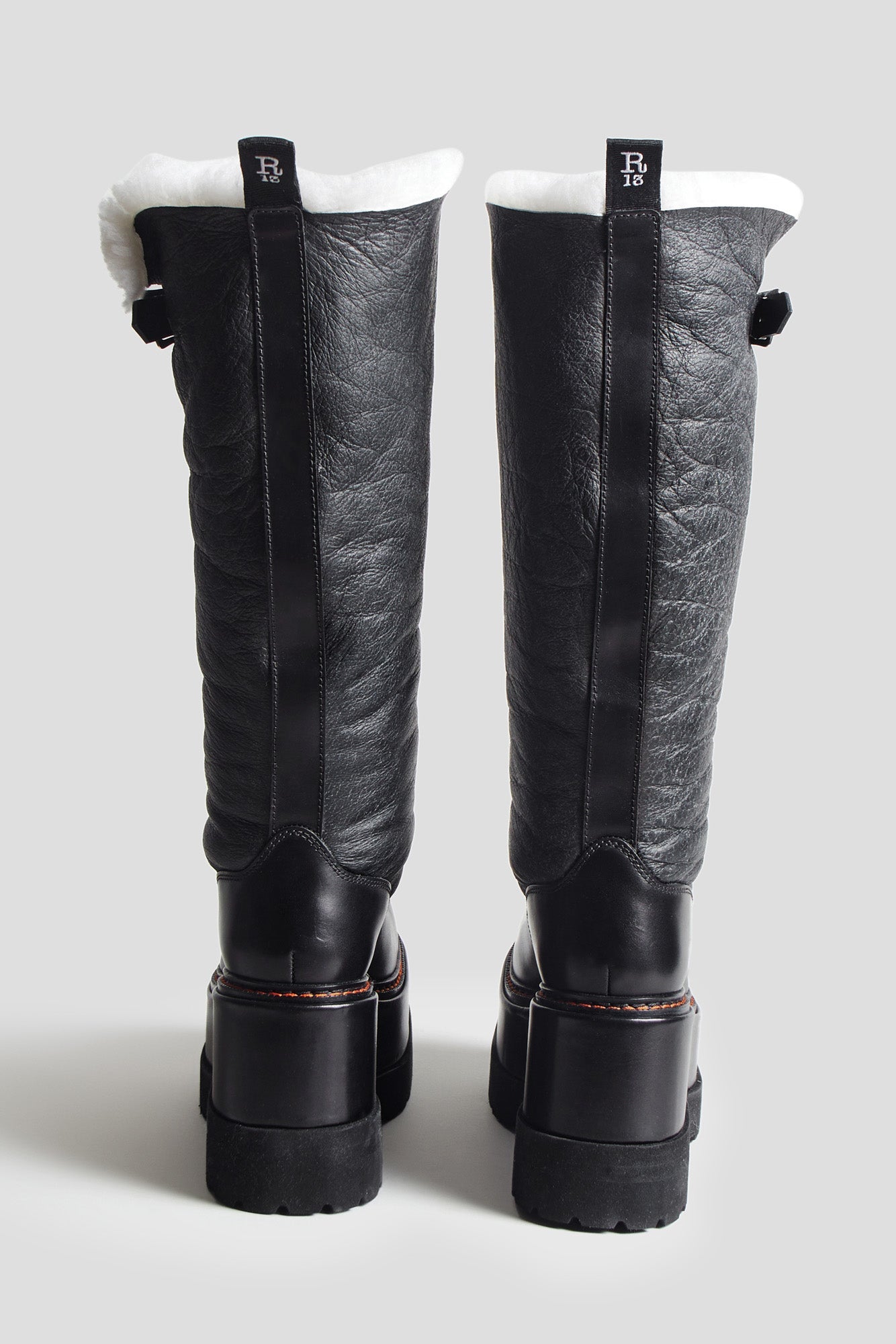 SHEARLING ENGINEER PLATFORM BOOT BLACK