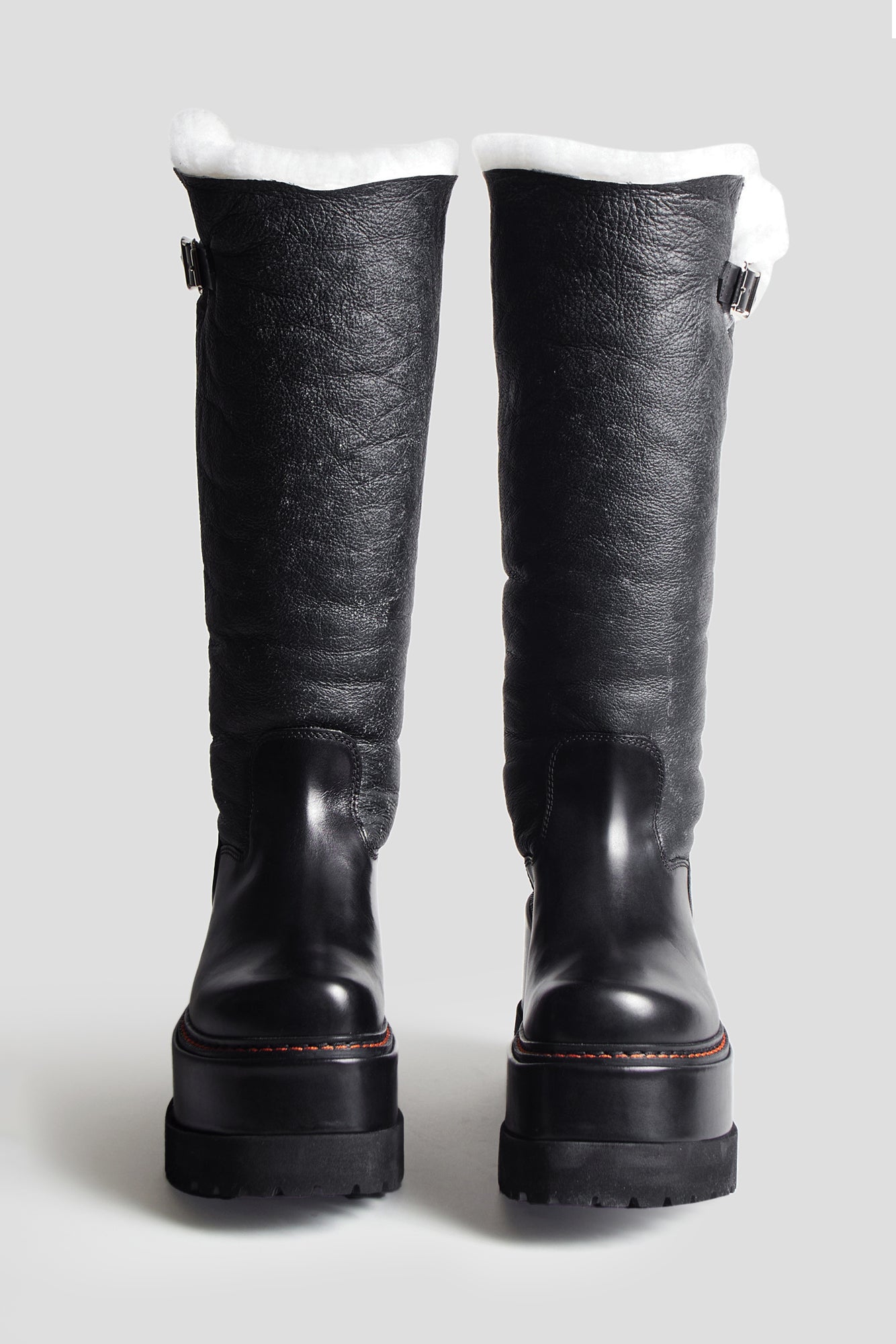 SHEARLING ENGINEER PLATFORM BOOT BLACK R13