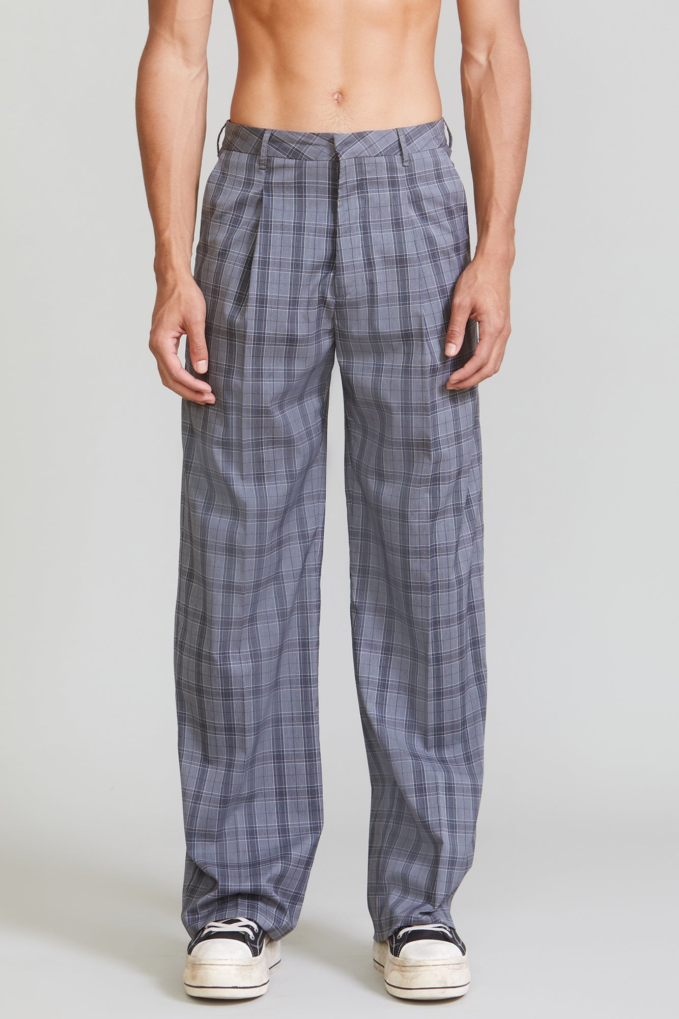 Wide Leg Trouser Grey Plaid R13 Denim Official Site