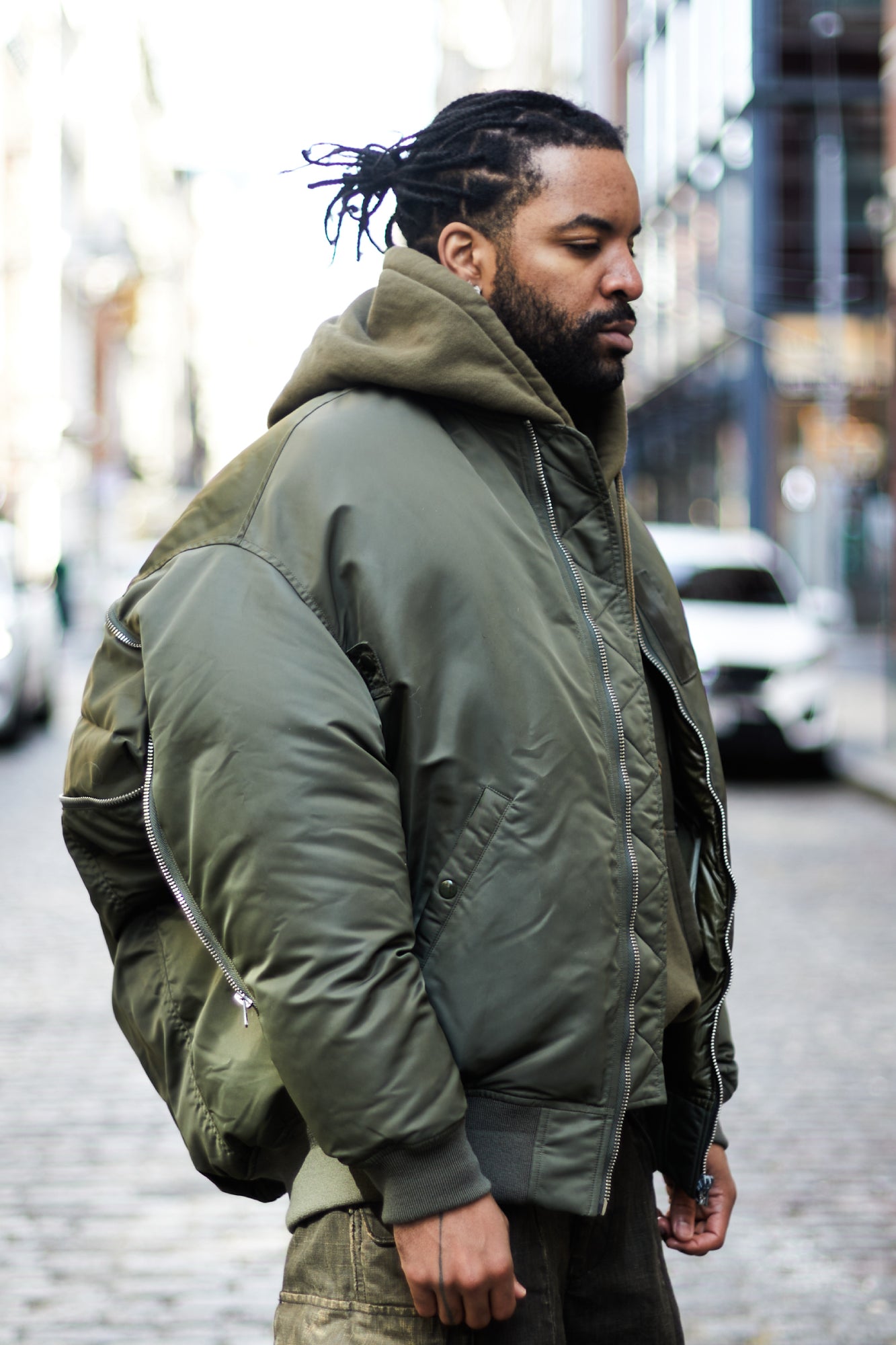 ZIP OUT DOWN BOMBER OLIVE R13